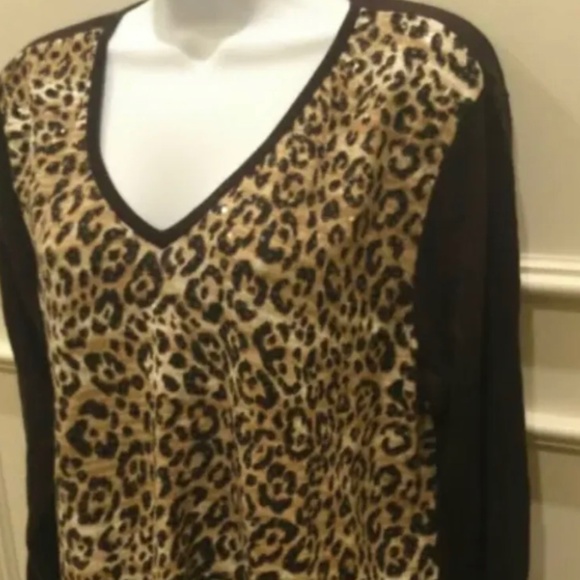 Chico's Jersey Tunic Size 3 Brown Leopard Print - Picture 2 of 11
